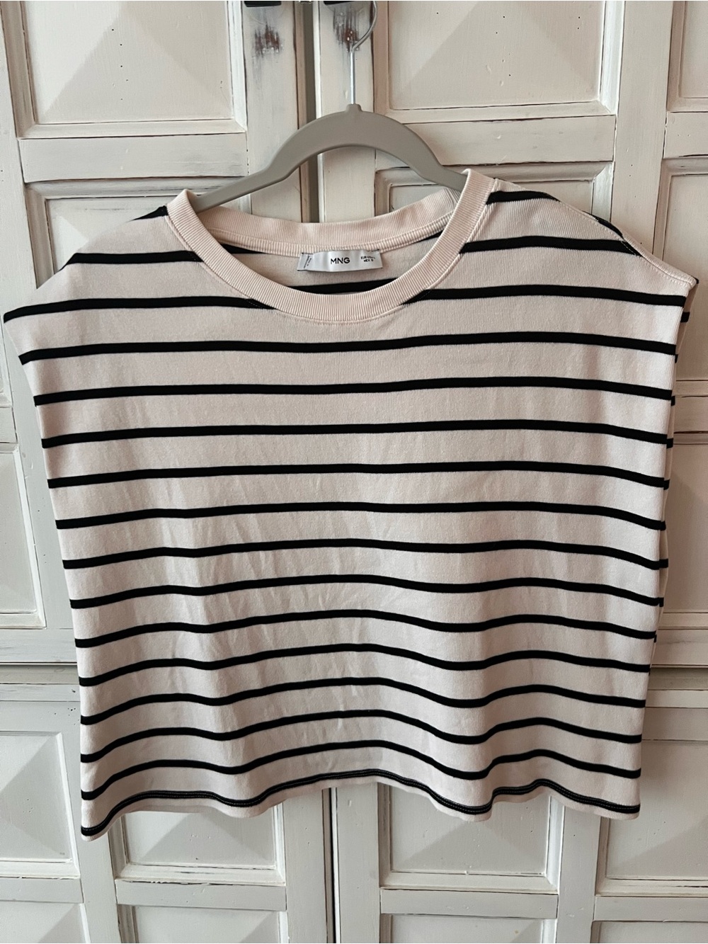 Mango Black and White Striped Tank Top